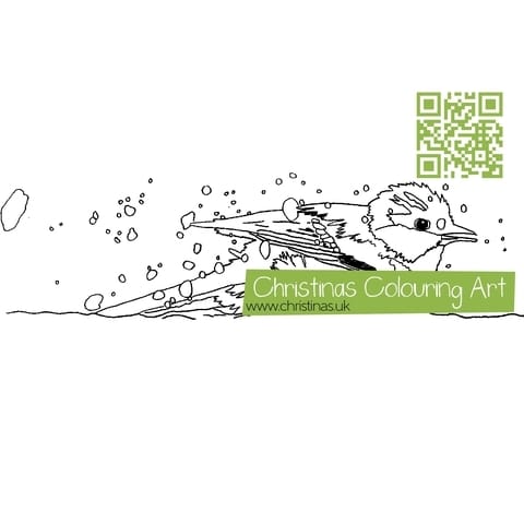 Download Colouring Page Great Tit Bathing